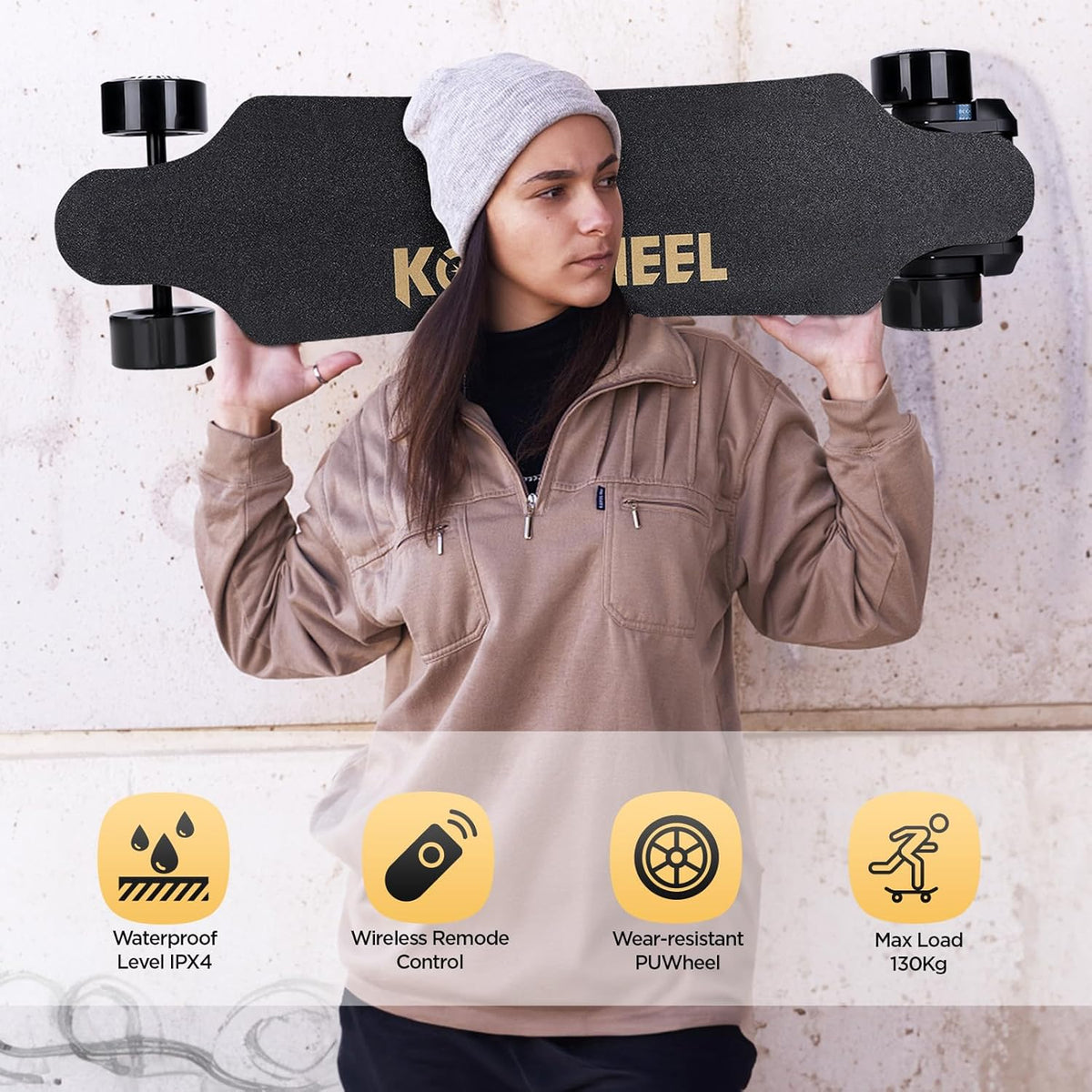 Skateboard électrique avec télécommande OLED, double moteur 2000 W, 45 km/h Max, autonomie 30 km, étanche IPX4