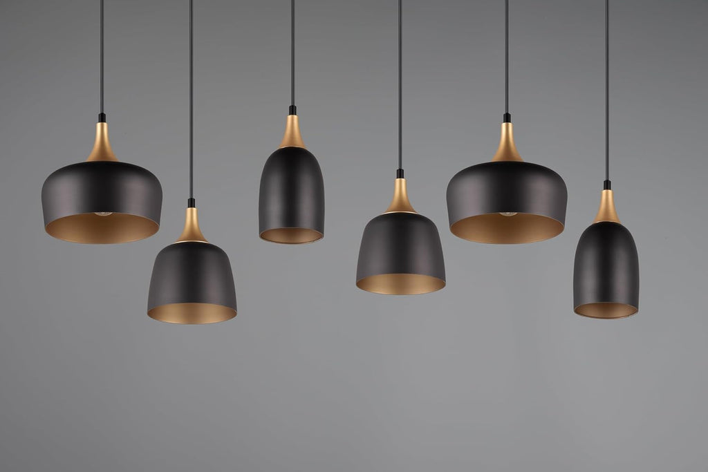 Trio Suspension Chiraz 310500632, métal noir mat/doré, sauf 6x E14