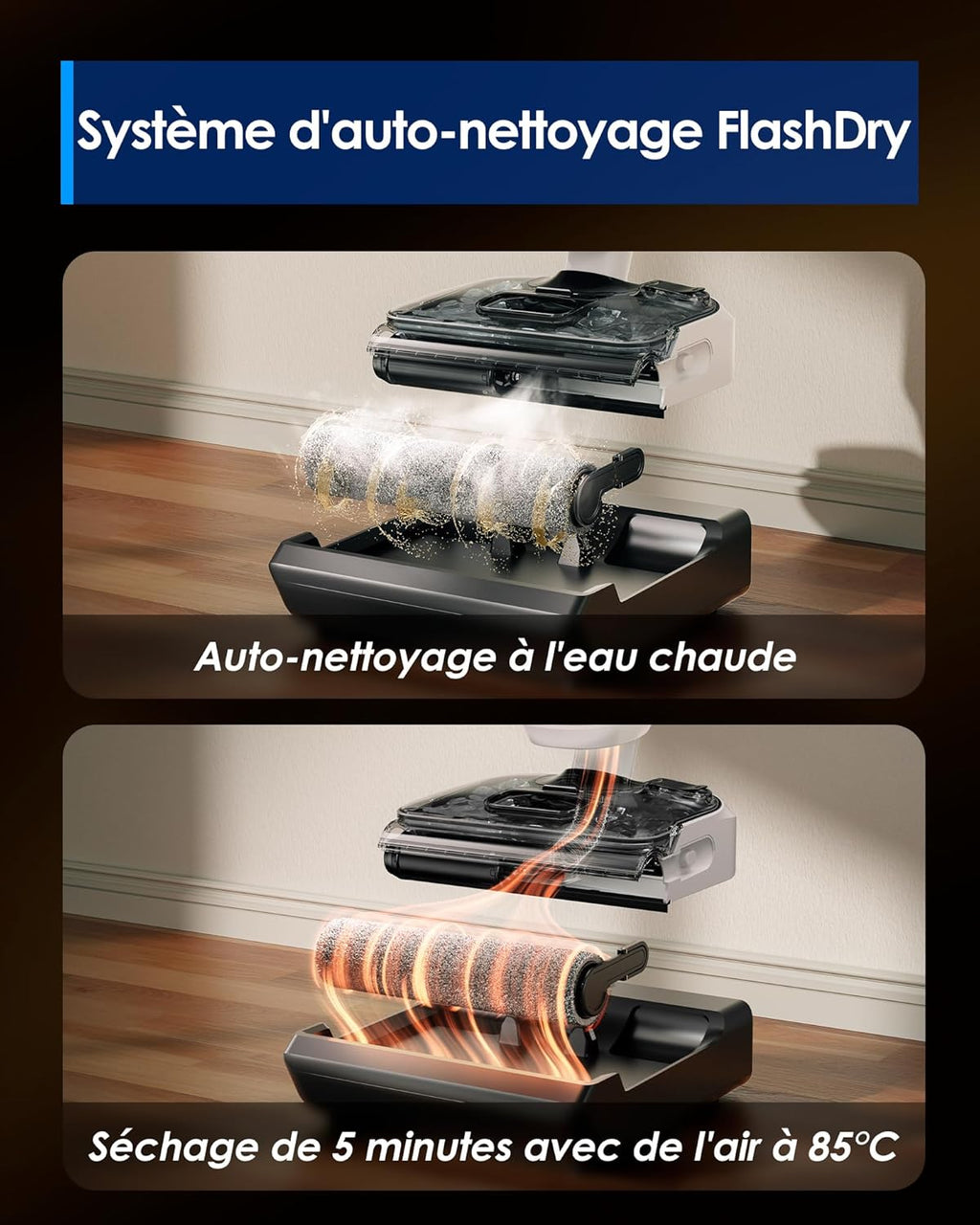 Tineco Floor One Switch S6 Stretch Aspirateur Laveur Sec Et Humide, Multifonction, 180° à Plat, Autonettoyant, 65 Minutes d'autonomie, Nettoyage des Bords des Deux côtés, Nettoyage de Toute la Maison