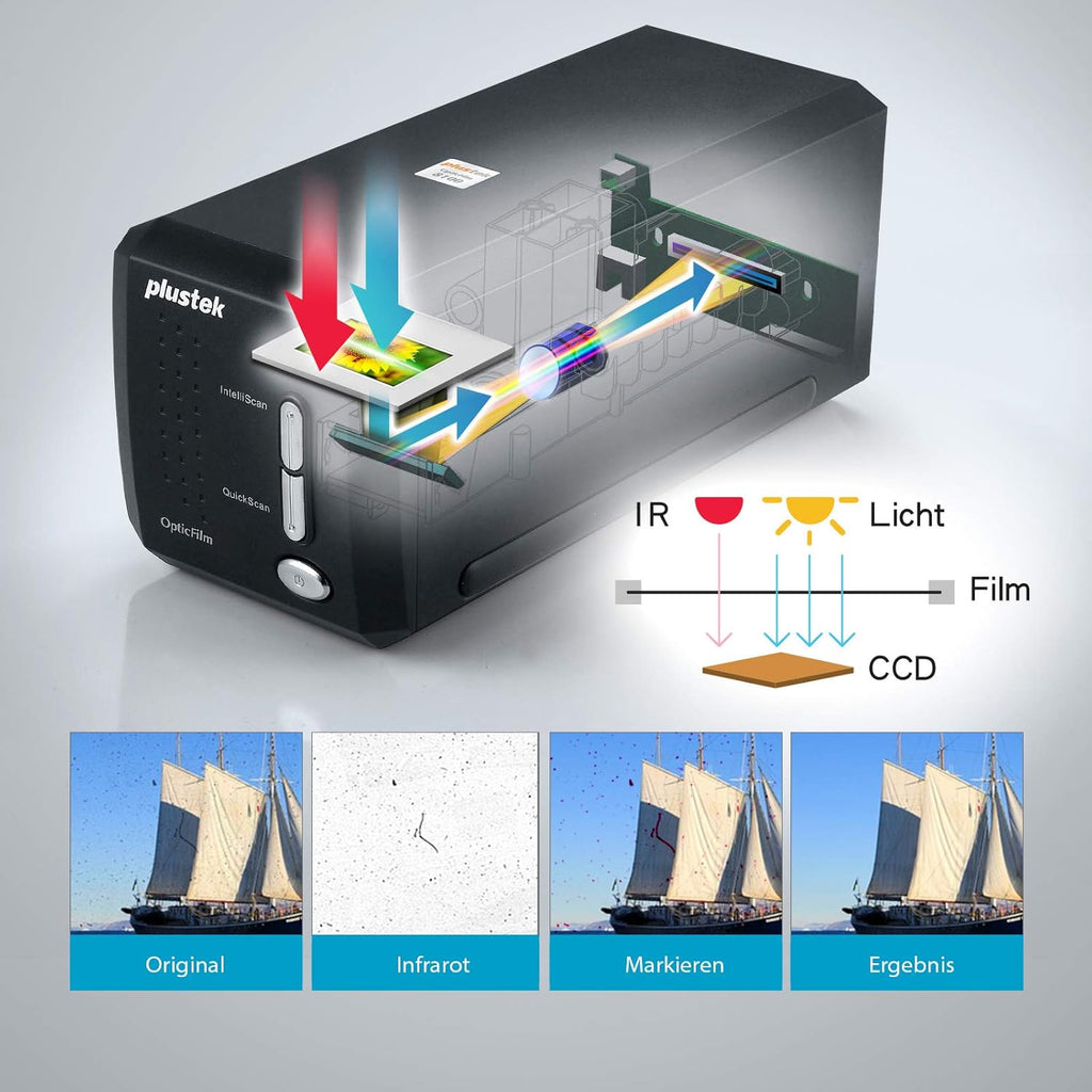 Plustek OpticFilm 8200i AI - Scanner de Films et Diapositives 35mm. SilverFast AI Studio 8 + IT8, 7200 dpi, Support Mac&PC