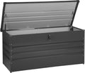 Beliani Coffre de Rangement Extérieur 165 x 70 cm 400 Litres en Acier Galvanisé Gris Foncé Idéal pour les Accessoires de Jardin Durable et Décoratif