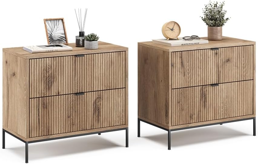 Vicco Table de Chevet Eliza, Chêne Viking, Lot de 2