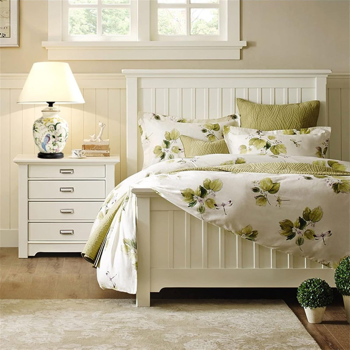 GLigeT Parfait Lampe de table en céramique à motif fleurs et d'oiseaux, lampe décoration d'intérieur, chevet pratique for chambre coucher Décor