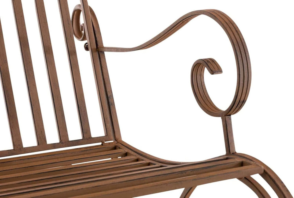 CLP Lot De 2 Fauteuils A Bascule en Fer Forgé Smilla I Rocking-Chair D'Extérieur avec Dossier Haut Et Accoudoirs, Couleur:Marron