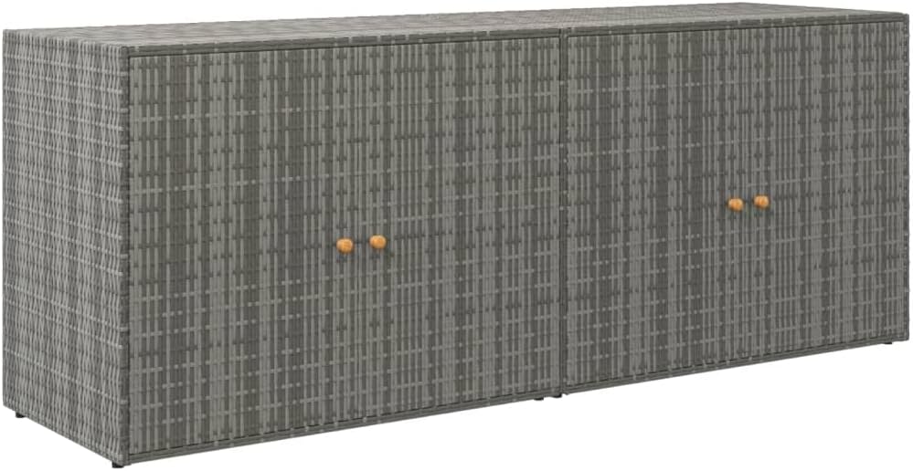 vidaXL Armoire de rangement en résine tressée pour jardin - Gris 198x55,5x80 cm