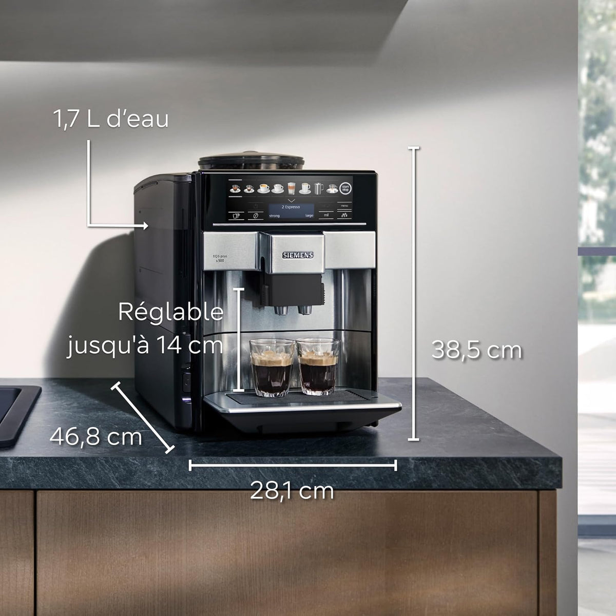 Machine a Cafe SIEMENS TE655203RW expresso entierement automatique EQ6 plus S500 - Anthracite