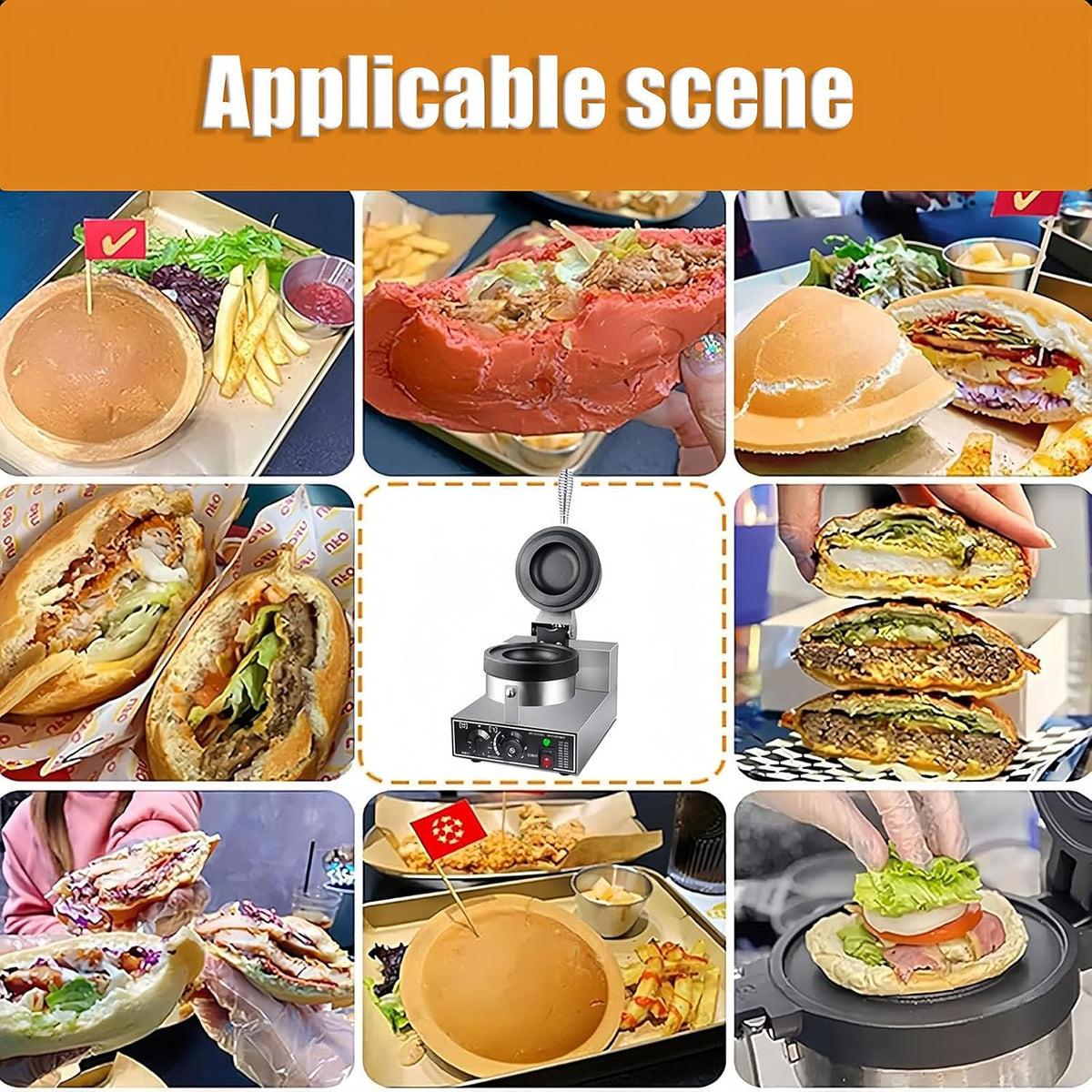 Machine à hamburger, machine à gaufres électrique commerciale, machine à paninis, presse à hamburgers antiadhésive, presse à sandwichs 1200 W, 22