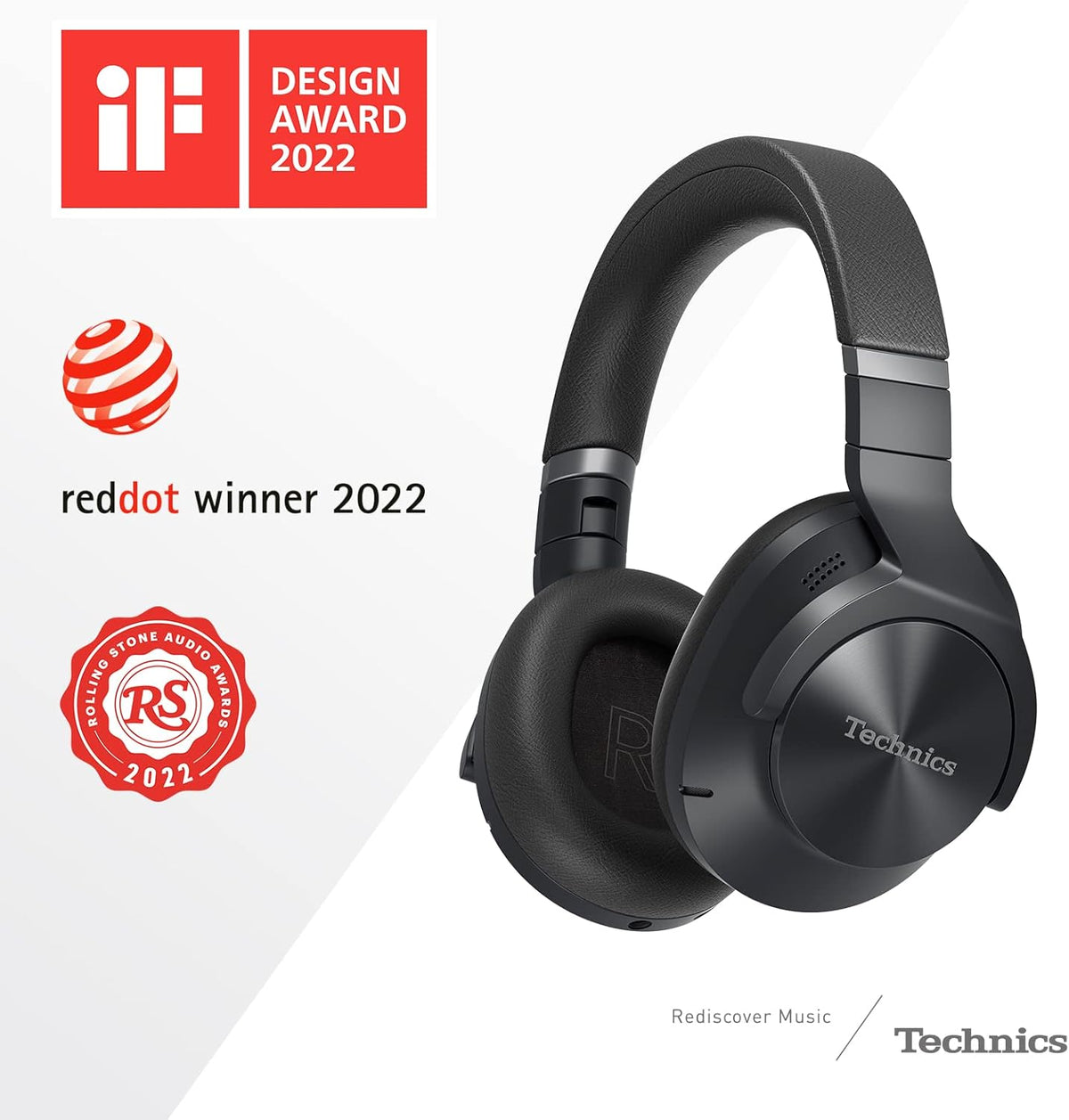 Technics EAH-A800E-K Casque Audio Bluetooth Sans Fil (HP 40mm, Circum-aural, Anti Bruit, Appels Haute Qualité) Noir