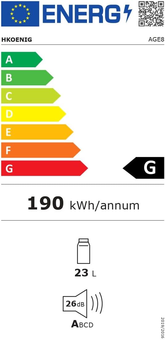 H.Koenig Cave à vin Réfrigérante Thermo Electrique 8 bouteilles de conservation AGE8 25L, Professionnelle Inox, multi température 11°C-18°C, Silencieuse, Eclairage intérieur, 3 Etagères