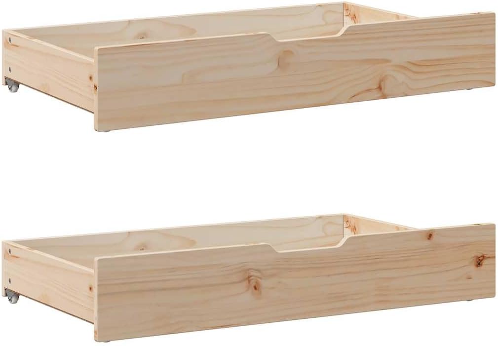 vidaXL Cadre de lit avec tiroirs 140x190 cm Bois de pin Massif, sommier, Cadre de lit Double, Cadre de lit en Bois Massif, Meuble de Chambre à Coucher
