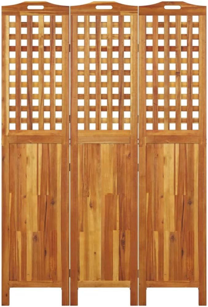 Paravent intérieur 3 Panneaux Pliables, Séparateur de pièce, Ecran d'Intimité Paravent Chambre à Coucher Maison Balcon, 121,5x2x180 cm Bois d'acacia