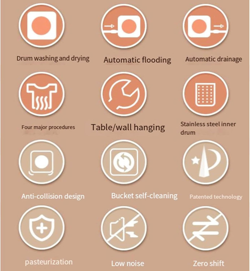 Lave-Linge 3,5 L, 2 en 1 - Lavage + SéChage, SèChe-Linge Mural/De Table, 4 Programmes/SéChage 60℃, avec Tambour IntéRieur en Acier Inoxydable, pour Appartements Et Familles
