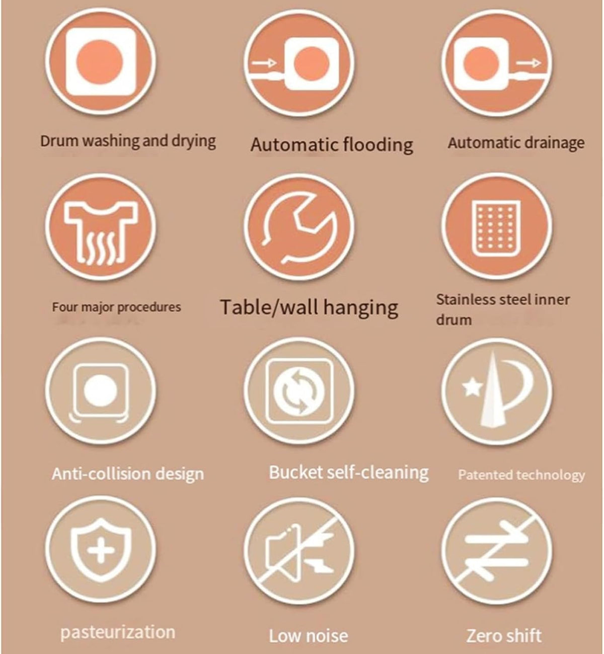 Lave-Linge 3,5 L, 2 en 1 - Lavage + SéChage, SèChe-Linge Mural/De Table, 4 Programmes/SéChage 60℃, avec Tambour IntéRieur en Acier Inoxydable, pour Appartements Et Familles