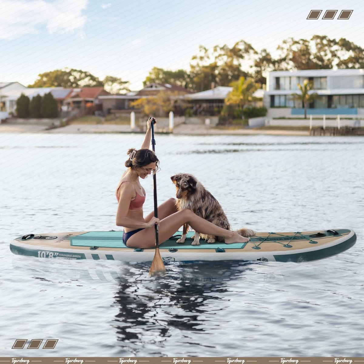 TIGERXBANG Planche SUP Board Up Paddling 330 x 86 x 15 cm avec accessoires gonflables de qualité supérieure, planches à pagaie extra larges pour adultes et enfants, collection Pandora