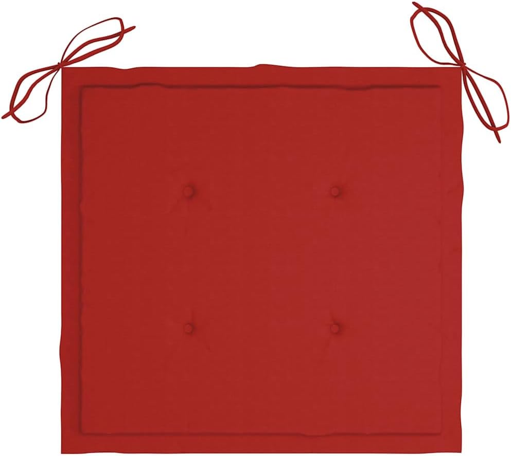 Fauteuil à Bascule en Teck Massif, avec Coussin Rouge, Design Confortable et Durable, Fauteuil a Bascule Exterieur, Fauteuils de Jardin, pour Intérieur et Extérieur, Rouge, 58 x 92.5 x 106 cm