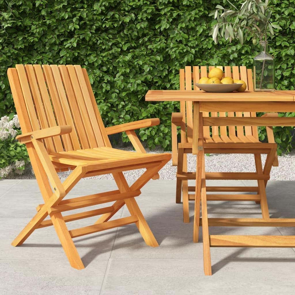 WHOPBXGAD Chaises de Pliantes Lot de 2 61x67x90cm Bois Massif Teck, Fauteuil de Exterieur Table Haute Exterieur Table et de Tables de