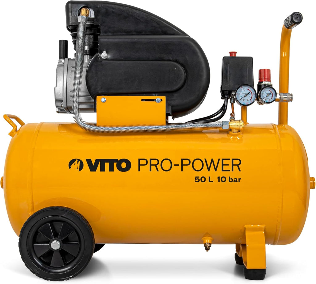 VITO - Compresseur d'air 50L Silencieux 10 bar 145 PSI 2.5 CV Débit 206 L/min