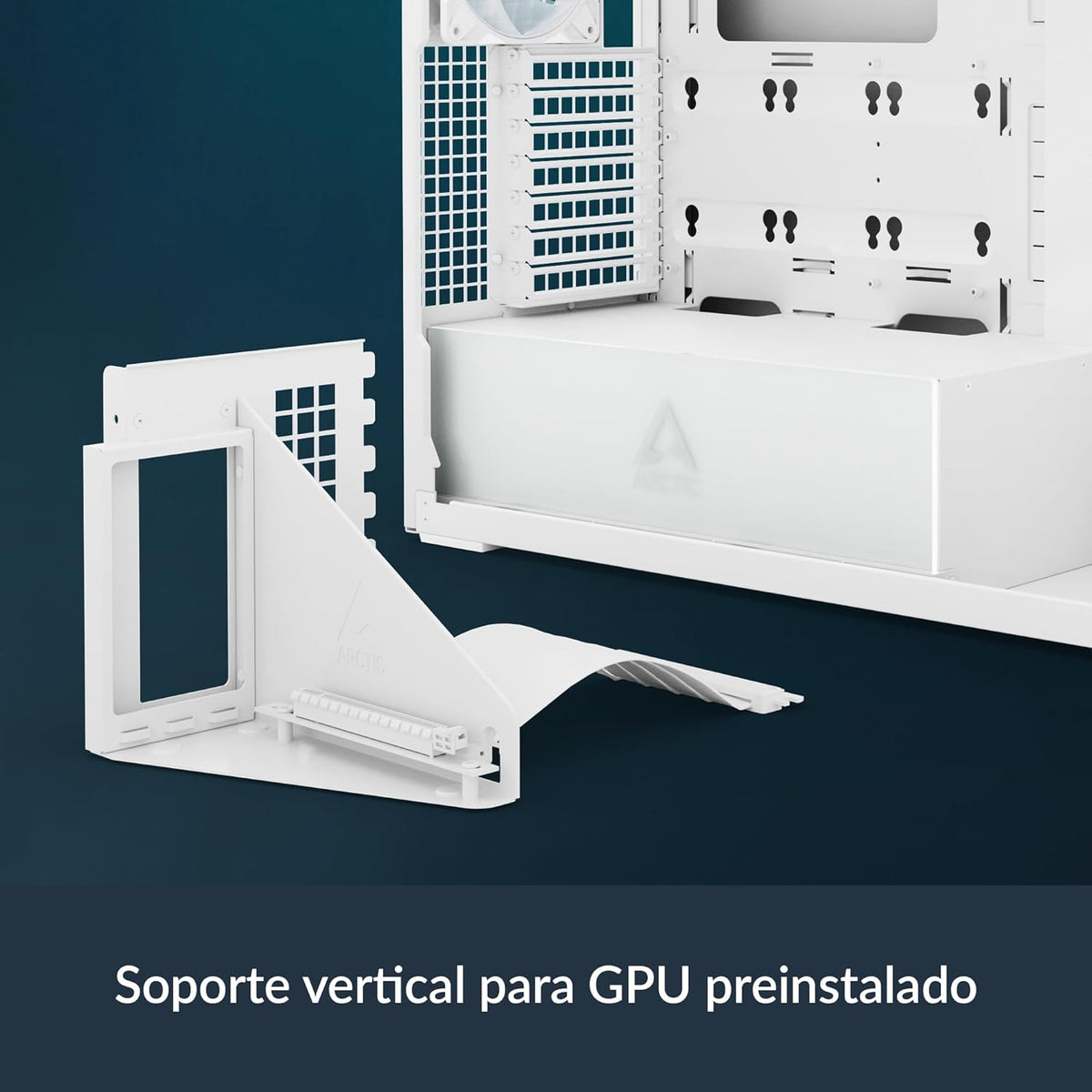 ARCTIC Xtender VG (White) avec Montage Vertical de GPU - Boîtier PC, Verre Panoramique Trempé, Support pour Radiateur 2 x 420 mm, Tour Midi, E-ATX, 5X Ventilateurs A-RGB Pré-installés - Blanc