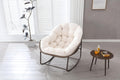 OKMYHOME Jardin - Fauteuil Suspendu à Bascule pour Balcon et Terrasse, Cadre en Acier Robuste avec Coussin en Coton, 94,5x111x80 Cm - Beige