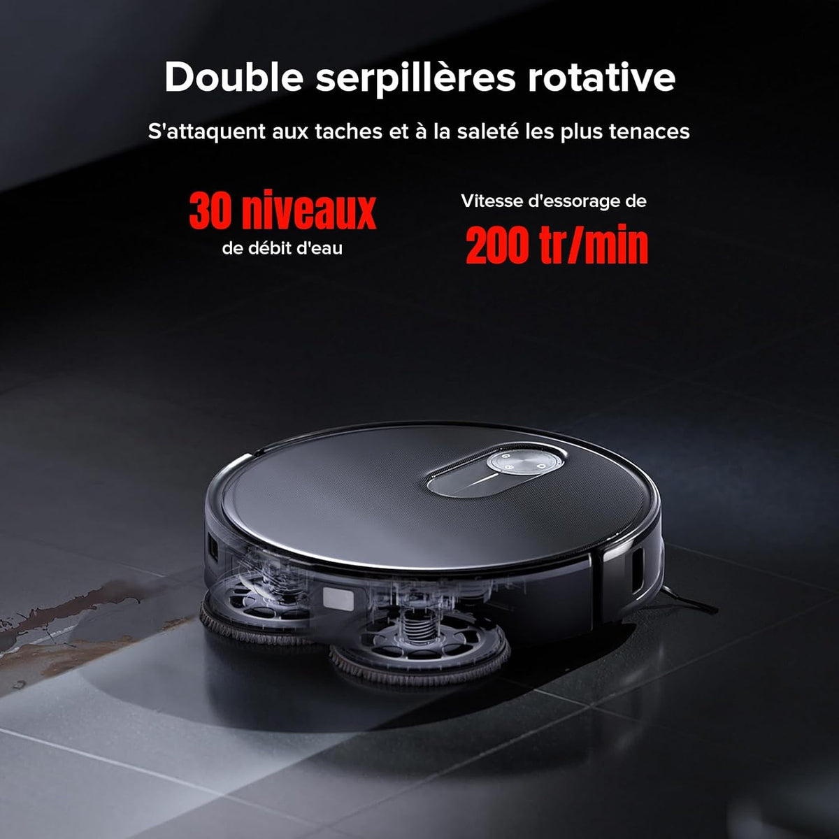 roborock Qrevo Slim Aspirateur Robot Laveur, 11000Pa, 8,2cm Ultra-Mince, Station 8 en 1, StarSight Navigation & Évitement d'obstacles, FlexiArm Serpillière & Brosse Latérale, Contrôle APP/Vocale