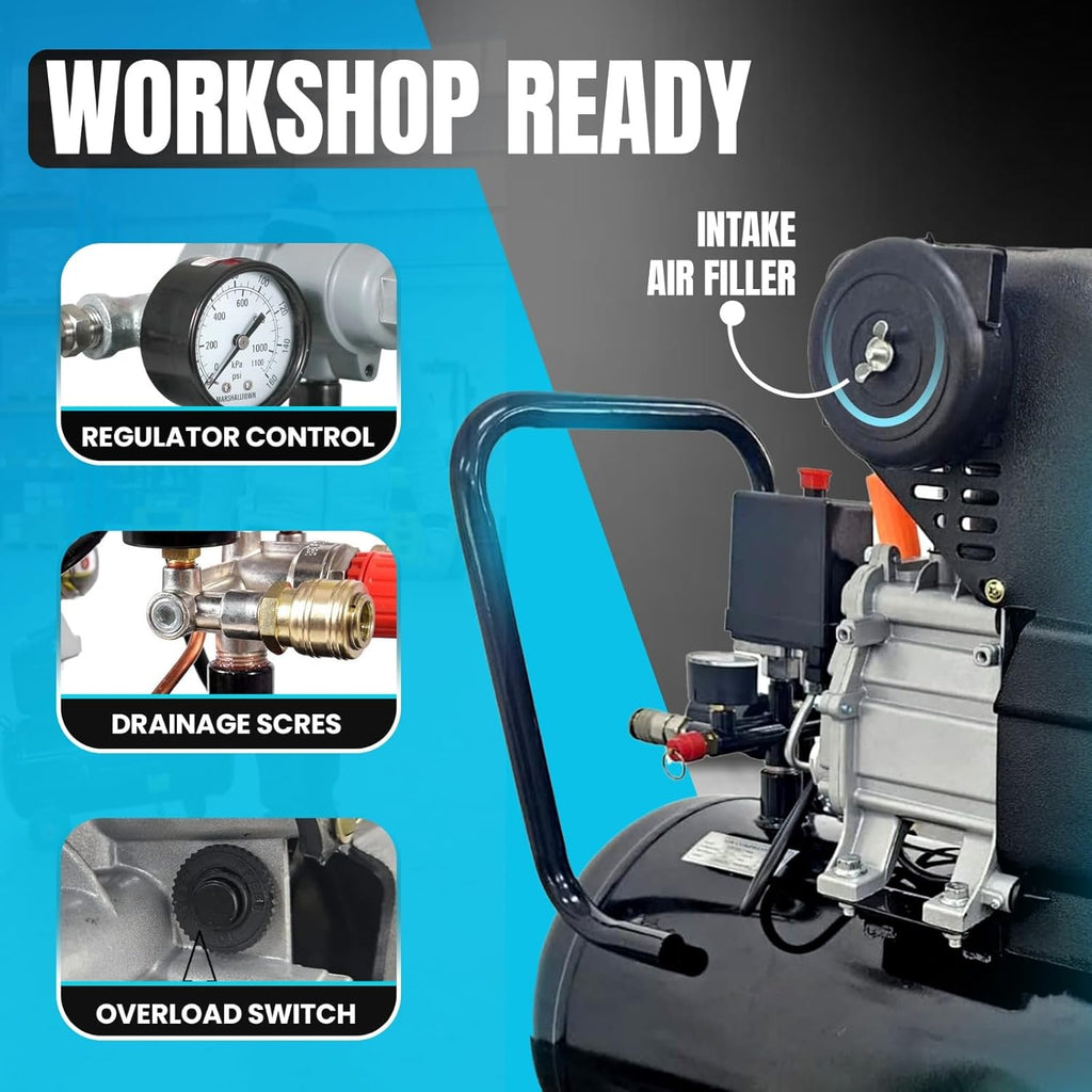 Dealourus Compresseur d'air portable - 9,6 CFM, 2,5 CV - avec kit de 5 outils - 50 L