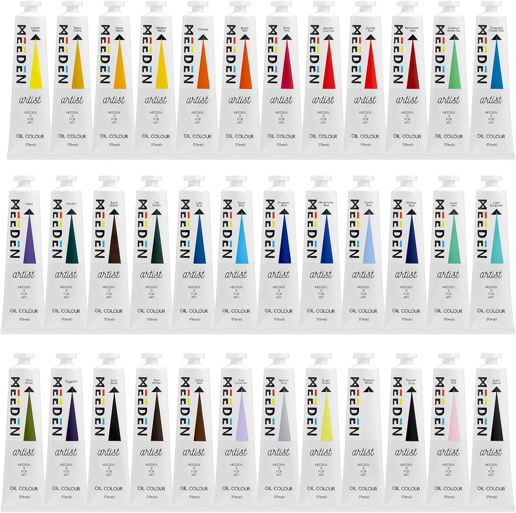 MEEDEN Peinture à l'Huile Kit - 36 Couleurs x 170ml/5.7oz Tubes Professionnels pour Adulte - Peinture Huile Artiste pour Tableau Verre Bois Toile