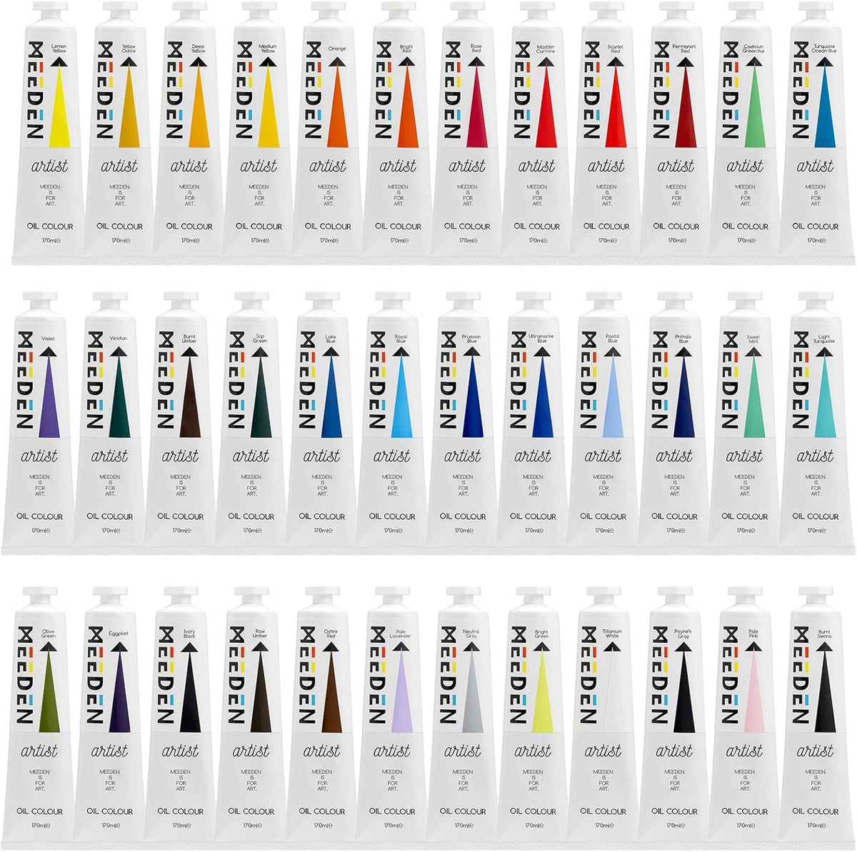 MEEDEN Peinture à l'Huile Kit - 36 Couleurs x 170ml/5.7oz Tubes Professionnels pour Adulte - Peinture Huile Artiste pour Tableau Verre Bois Toile