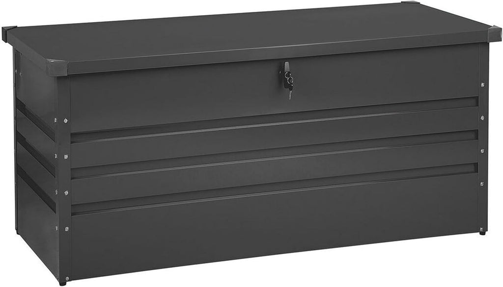 Beliani Coffre de Rangement Extérieur 165 x 70 cm 400 Litres en Acier Galvanisé Gris Foncé Idéal pour les Accessoires de Jardin Durable et Décoratif