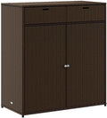 vidaXL Armoire de Rangement de Jardin, Organisateur de Terrasse avec Porte, Meuble d'Extérieur Patio Arrière-Cour, Marron Résine Tressée