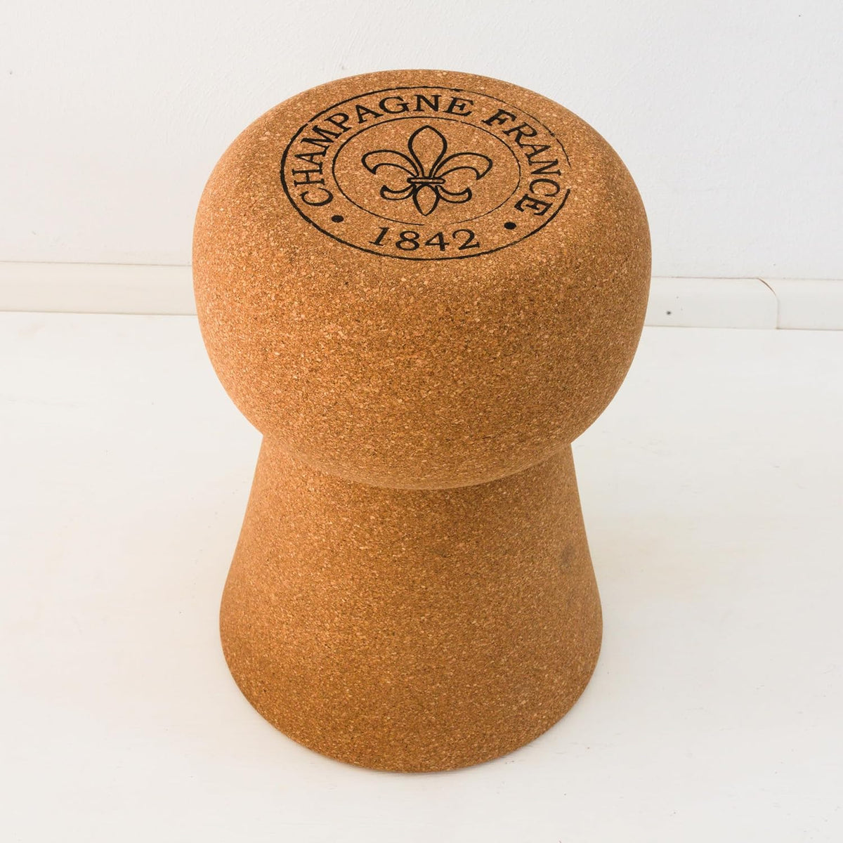 Tabouret en liège en forme de liège de champagne - Tabouret élégant et confortable pour salon et bar - Idéal comme meuble décoratif, cadeau ou comme accent unique pour votre intérieur
