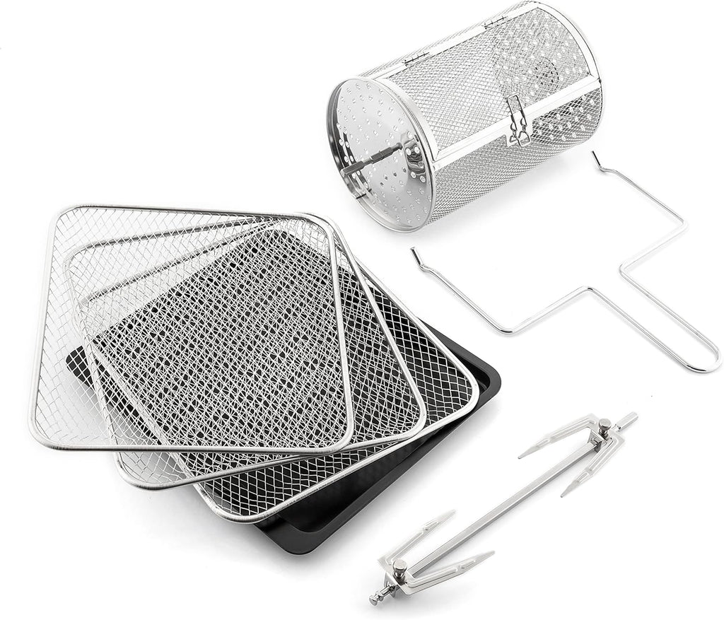 InnovaGoods Air fryer 12L, friteuse sans huile 1800W avec +100 recettes en FR. Friteuse à air avec 8 accessoires, 10 programmes, écran tactile, four à air chaud avec fenêtre et lumière intérieure.