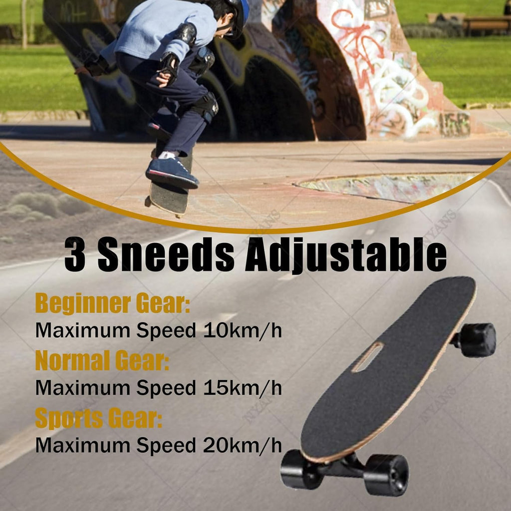 NYANS Skateboard Électrique Urbain pour Adultes, 3 Vitesses, Autonomie 8 km, Idéal pour Les Débutants (Enfants, Ados, Adultes, Débutants, Filles Et Garçons)