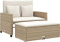 vidaXL Canapé de Jardin avec Coussins 2 Places, Siège avec Repose-Pieds, Canapé-lit avec Dossier, Meuble de Terrasse Patio, Beige Résine Tressée