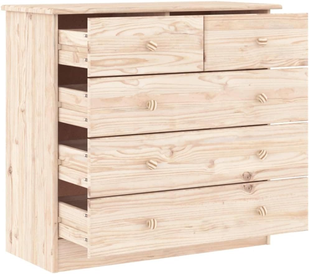 vidaXL Commode, Buffet avec Tiroir, Armoire Latérale, Meuble de Rangement Salon Chambre à Coucher Intérieur, Scandinave, Bois Massif de Pin