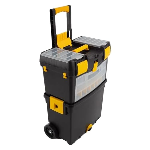 Coffret à outils Boîte à outils roulante avec roulettes, chariot utilitaire mobile poignée confortable pliable, coffre empilable tiroirs