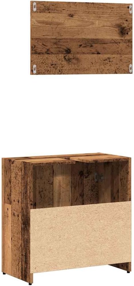 WSJHUHK Meubles, ensembles de meubles, ensembles de meubles de salle de bain, armoire de salle de bain avec miroir, bois d'ingénierie vieux bois