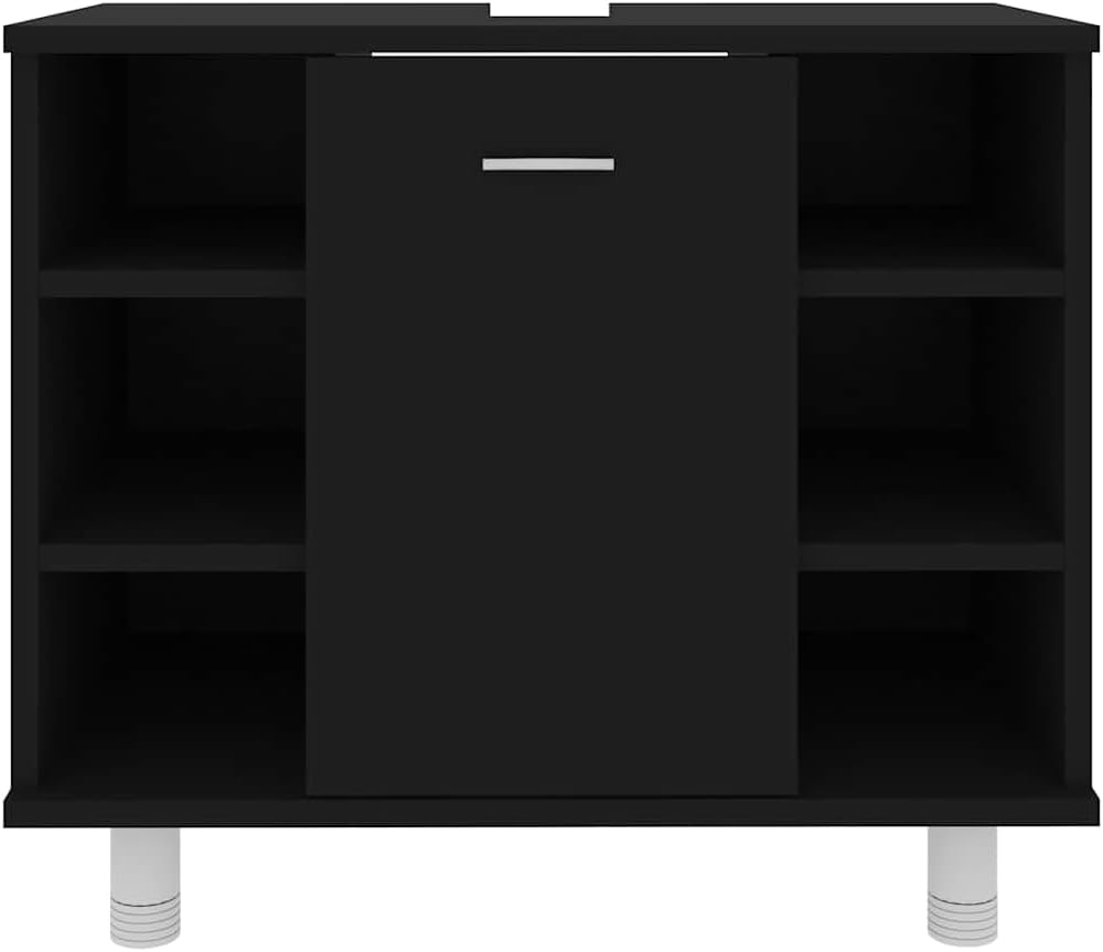 LLEZKBR Ensemble de meubles de salle de bain - Meuble de salle de bain - Noir - 60 x 32 x 53,5 cm - Bois d'ingénierie