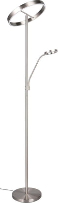 Trio Leuchten Lampadaire LED WILLIS 449510207, Métal Nickel mat, 39 + 5,5 Watt LED, Couleur de la lumière réglable, Dimmable