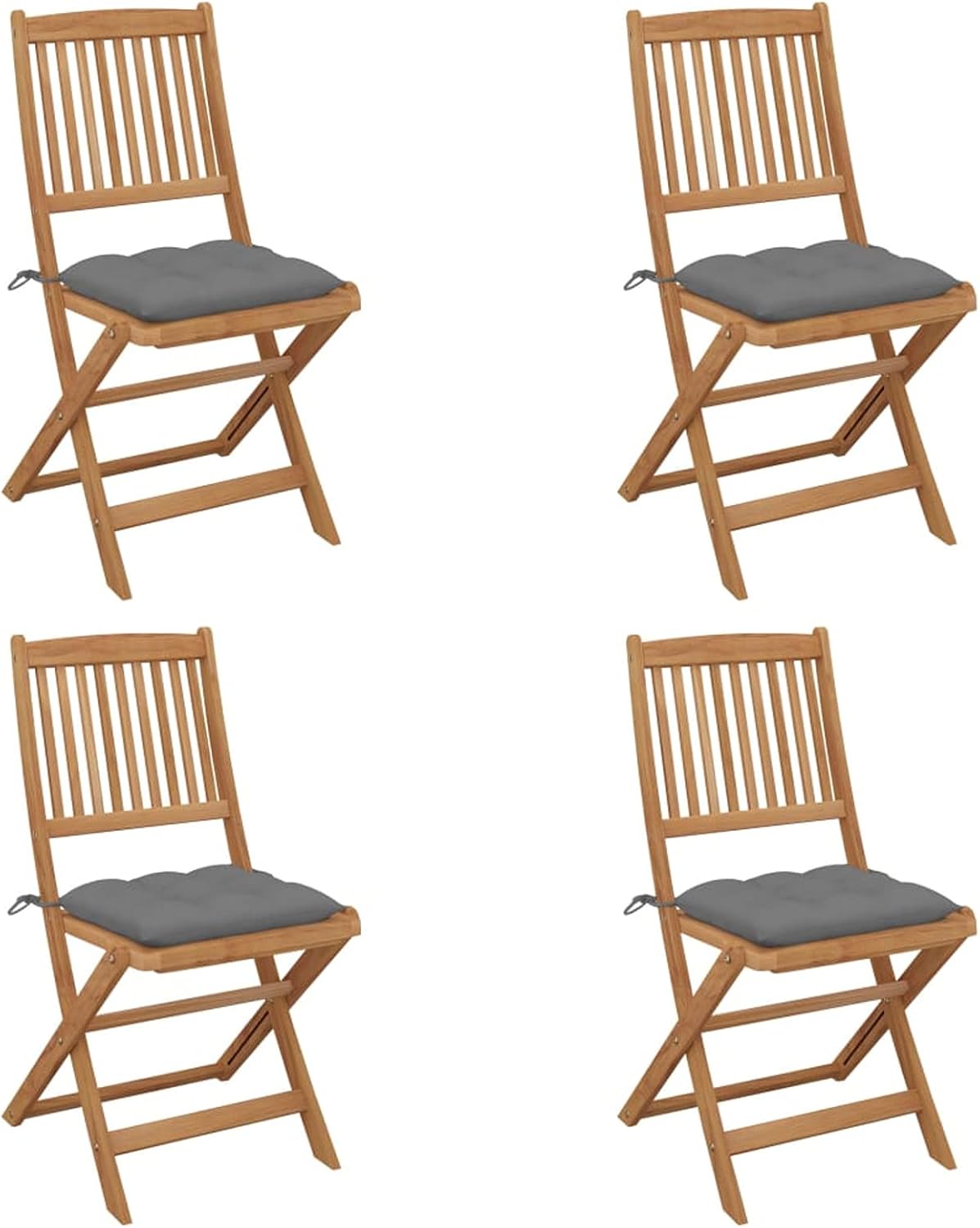 ZEYUAN Chaises Pliables de Jardin 4 pcs avec Coussins Bois d'acacia,Table De Jardin,Chaise De Jardin Aluminium,Chaise Jardin Plastique