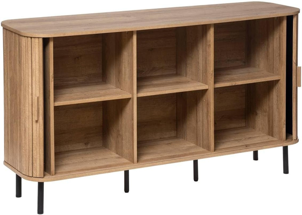 Atmosphera Créateur d'Intérieur - Buffet Colva 2 Portes Effet Chêne - Meuble de Rangement 6 Cases pour Chambre, Salon, Bureau - L140 x H80,5cm