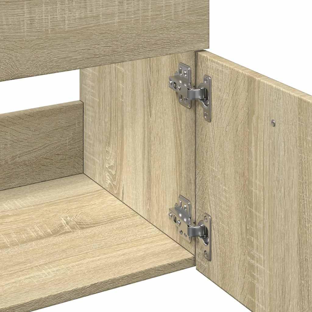 AJJHUUKI Ensemble de meubles de salle de bain - 2 pièces - En chêne Sonoma - Bois d'ingénierie