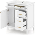 LIFEZEAL Meuble de Salle de Bain avec Lavabo, Meuble sous Lavabo avec Évier en Céramique, 2 Tiroirs et Portes, 76 x 46,5 x 86 cm, Ensemble de Meuble de Salle de Bain, Blanc