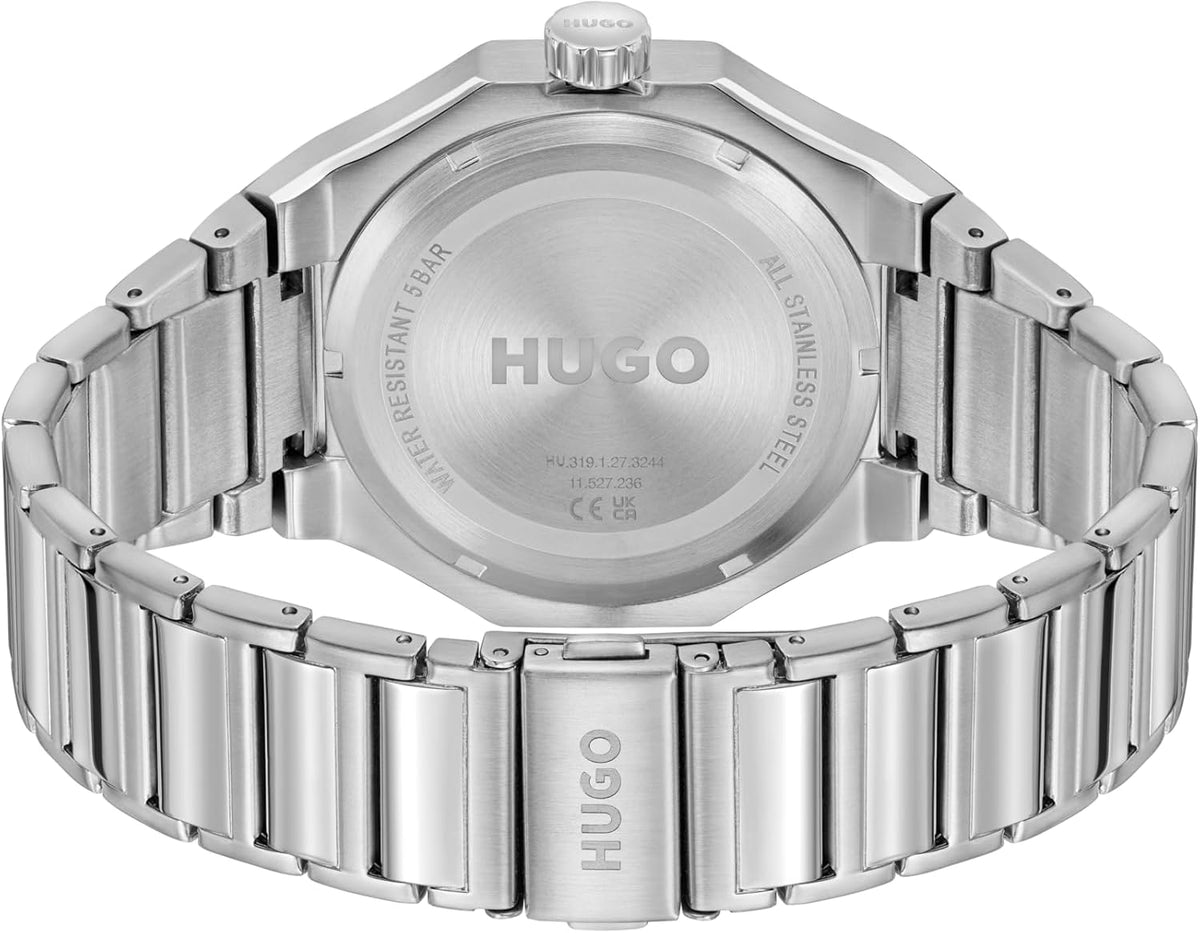 HUGO Montre Analogique Multifunction à Quartz pour Homme Collection Grail Skeleton avec Bracelet en Silicone ou en Acier Inoxydable