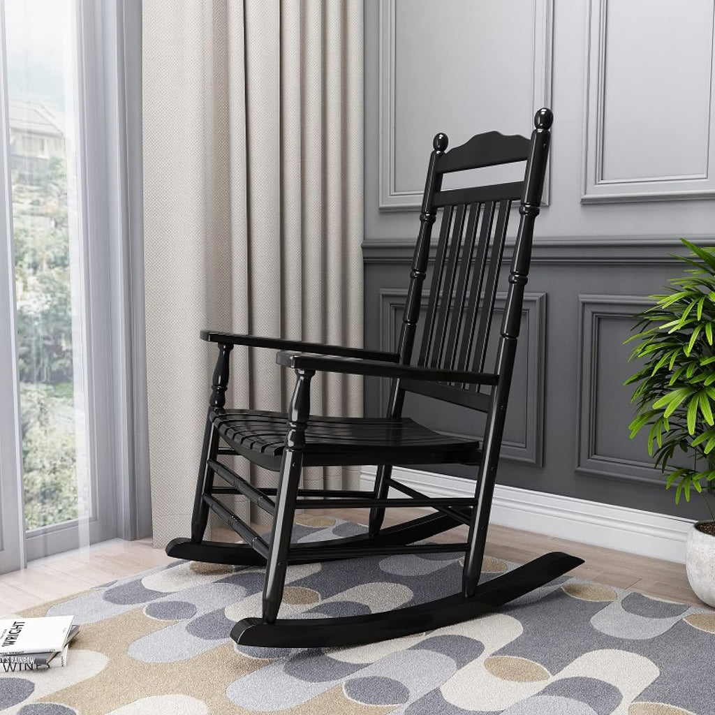 Fauteuil rokincher à bascule extérieur,rocking chair adulte bois extérieur,fauteuil relax,Dossier haut, accoudoirs larges, convient pour la cour, le jardin, l'intérieur, la pelouse Color : White , S