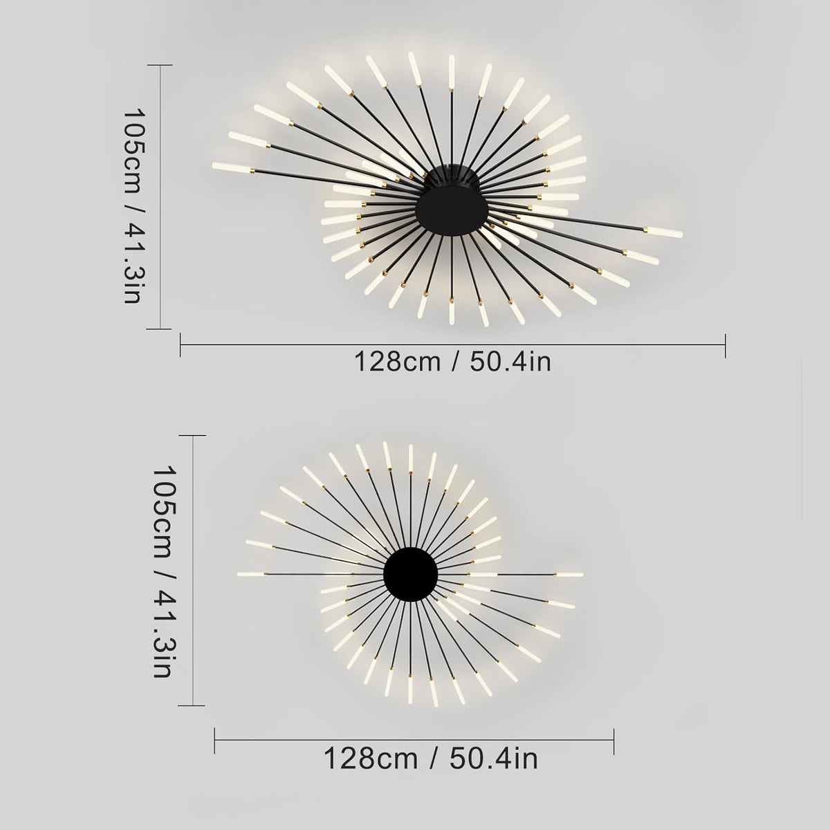 RRBEST Plafonnier LED Moderne Pour Salon,Acrylique Luminaire Plafonnier,Intérieur Design lampes de décoration pour salon chambre à coucher et salle à manger Noir,42 Tête
