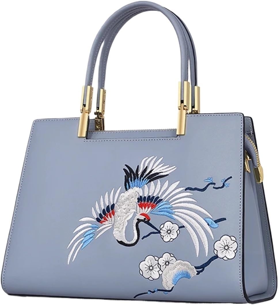HUWOYG Sac en cuir for femmes, sac à main brodé léger for mère d'âge moyen, sacoche bandoulière Pour Cérémonie