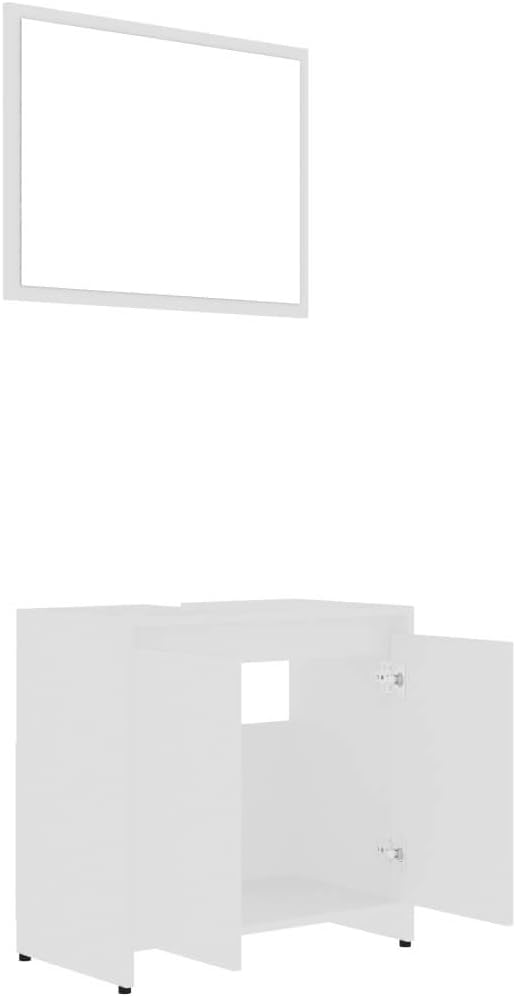 vidaXL Ensemble de Meubles de Salle de Bain 4 pcs, Ensemble de Armoires avec Rangement, Organisateur de Toilette Intérieur, Blanc Bois d'Ingénierie