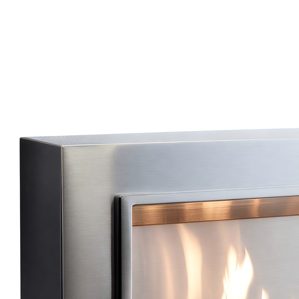 Cheminée au bioéthanol murale cadre métal 102x20x48 cm - gris - design contemporain