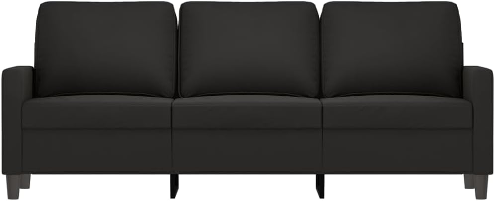 Générique Canapé à 3 Places Noir 180 cm Velours,Canapés-359214