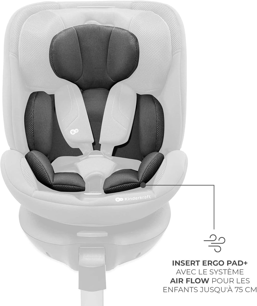 Kinderkraft XRIDER2 I-SIZE 40-125 cm, Siège auto bébé 0 à 25 kg évolutif, 0-7 ans, Isofix 360° pivotant, FWF, RWF, Protections latérales, Harnais Internes à 5 Points, Gris